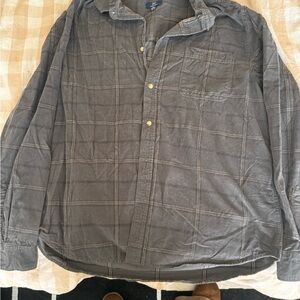 George Men’s Gray Plaid Long-Sleeve Button-Down Shirt